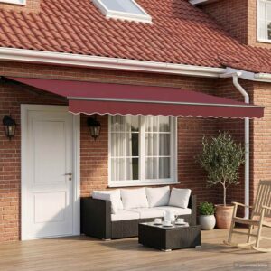 Manual Awning Frame with LEDs Burgundy and Anthracite 5 x 3 m