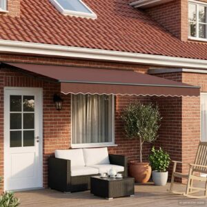 Manual Awning Frame with LEDs Brown and Anthracite 5 x 3.5 m