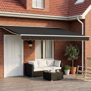 Electric Retractable Awning Black and White 4 x 3.5 m