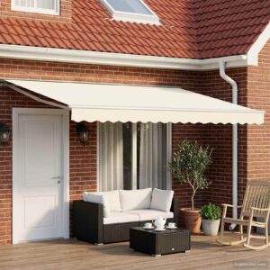 Electric Retractable Awning Cream and White 4.5 x 3.5 m