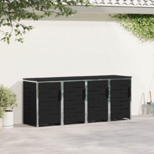 Wheelie Bin Storage for 4 Bins 240L Stainless Steel Black