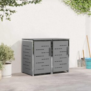 Wheelie Bin Storage for 2 Bins 240L Stainless Steel Grey