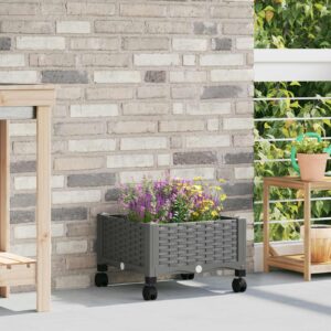 Garden Planter with Wheels Light Grey 40 x 40 x 33 cm PP