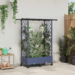 Raised Bed with Trellis and Roof Grey 122.5 x 40 x 127 cm PP