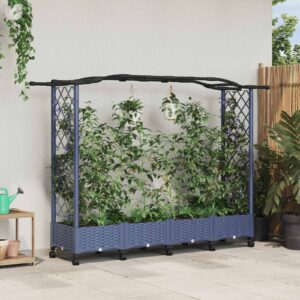 Raised Bed with Trellis and Roof Grey 207 x 40 x 129 cm PP