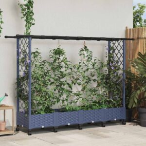 Raised Bed with Trellis and Roof Grey 203 x 40 x 127 cm PP