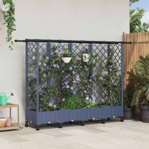 Raised Bed with Trellis and Roof Grey 202.5 x 40 x 127 cm PP