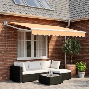 Retractable Awning Sand 2.5 x 2 m 100% Polyester and Aluminium