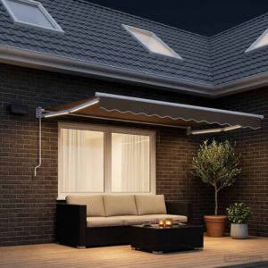 Manual Retractable Awning with LEDs Taupe