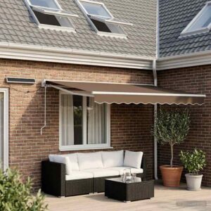 Electric Retractable Awning Taupe 2.5 x 2 m