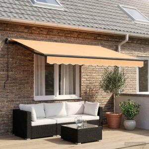Retractable Awning Sand 350 x 250 cm Polyester and Aluminium