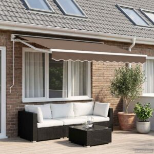 Retractable Awning Taupe 3 x 2 m Polyester and Aluminium