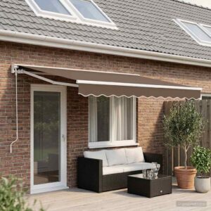 Retractable Awning Taupe 4 x 2 m Polyester and Aluminium