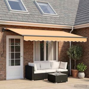 Retractable Awning Sand 400 x 300 cm Polyester and Aluminium