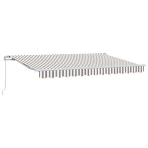 Retractable Awning Light Grey and White 3 x 2.5 m