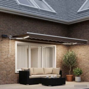 Retractable Awning Taupe 350 x 250 cm Fabric and Aluminium