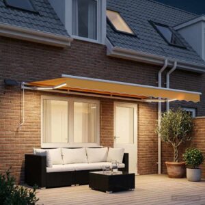 Retractable Awning Sand 400 x 300 cm Fabric and Aluminium