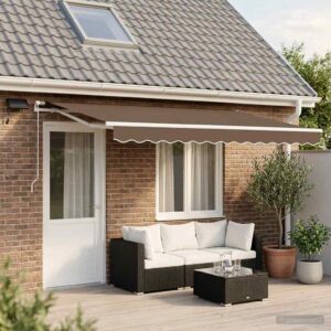 Retractable Awning Taupe 400 x 300 cm Fabric and Aluminium