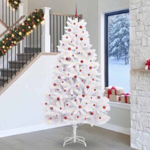 Artificial Hinged Christmas Tree White 270 cm PVC and Steel