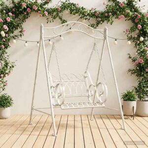Swing Bench Steel 113 x 121.5 x 168 cm Antique White