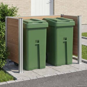 Garbage Bin Fence Brown 161 x 85 x 115 cm Aluminium and WPC