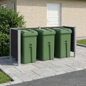 Garbage Bin Fence Grey 237 x 85 x 115 cm Aluminium and WPC
