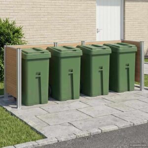 Garbage Bin Fence Brown 315 x 85 x 115 cm Aluminium and WPC