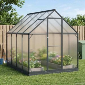 Garden Greenhouse with Door Anthracite 183.5 x 243.5 x 207 cm