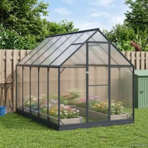 Garden Greenhouse with Door Anthracite 183.5 x 303.5 x 207 cm