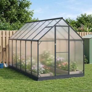 Garden Greenhouse with Door Anthracite 183.5 x 363.5 x 207 cm