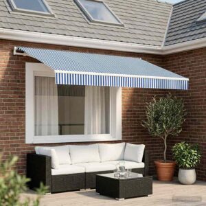 Awning Replacement Fabric Blue and White 350 x 250 cm Polyester