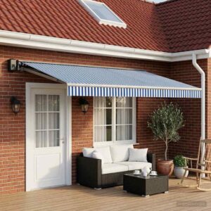 Awning Replacement Fabric Blue and White 500 x 300 cm Polyester