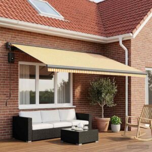Awning Replacement Fabric Yellow and White 450 x 300 cm