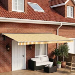 Awning Replacement Fabric Yellow and White 500 x 300 cm