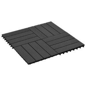 Decking Tile 22 pcs Black 30 x 30 cm WPC